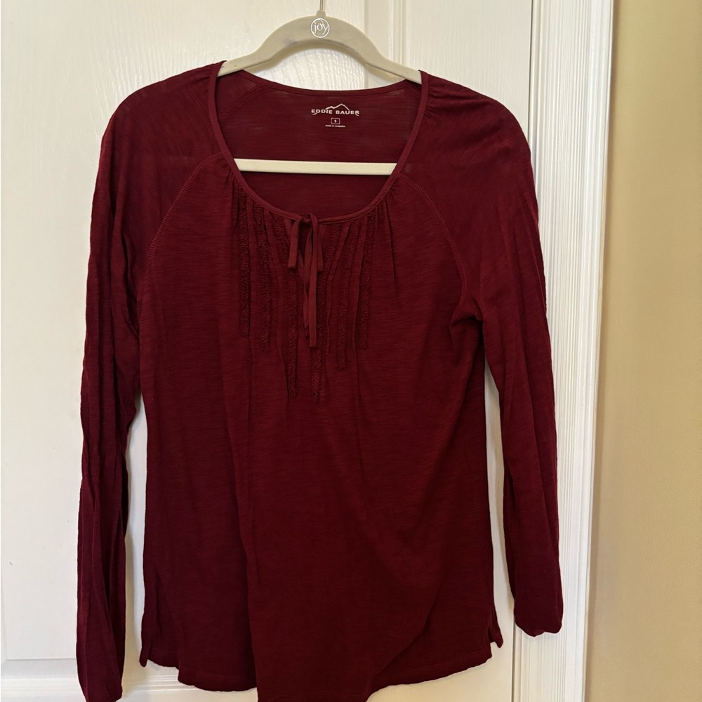 Eddie Bauer Deep Red Long Sleeve Blouse, Like New